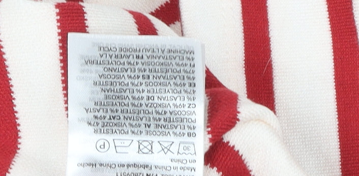 H&M Womens Red White Striped Short Sleeve Jersey T-Shirt Size 12