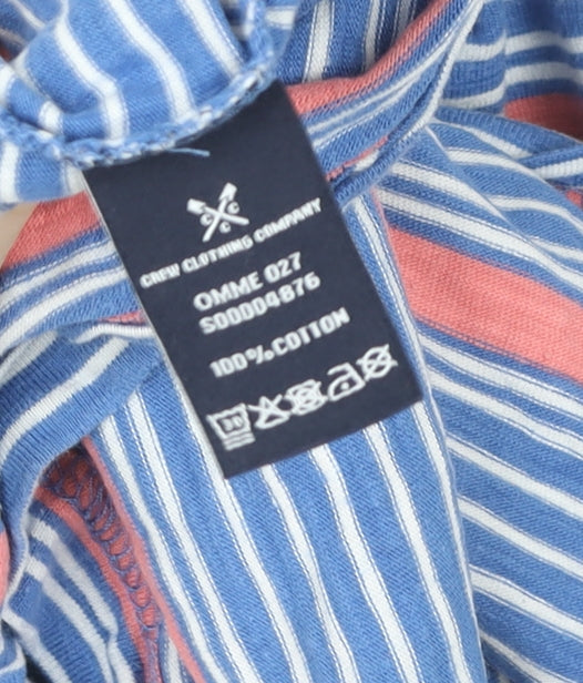 Crew Clothing Company Men's Blue Stripe Cotton T-Shirt Size M