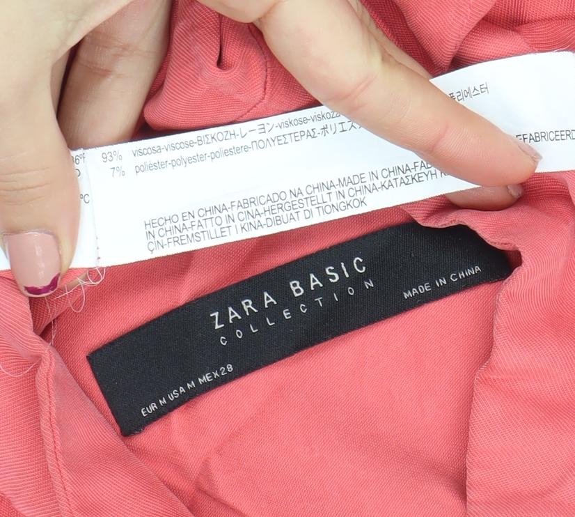 Zara Womens Pink Mid-Length Viscose Parka Jacket Size 12