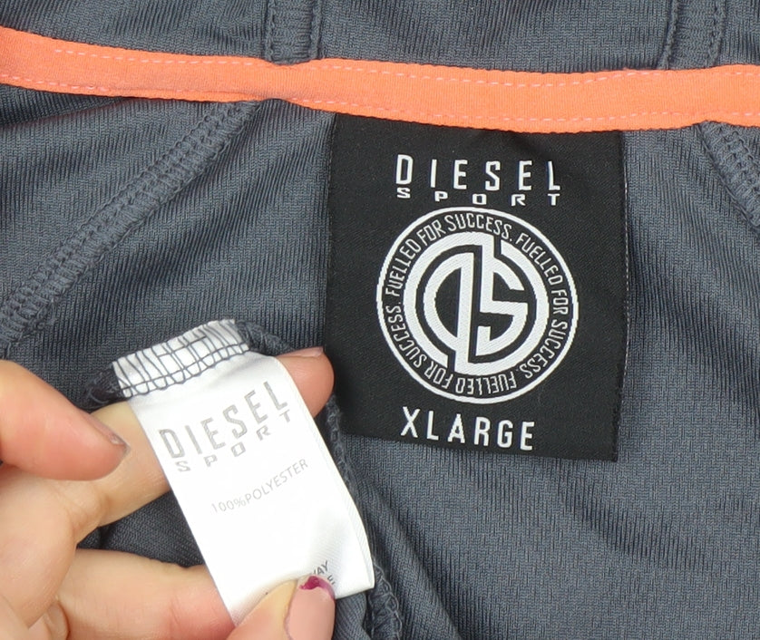 Diesel Women’s Grey Full Zip Hoodie XL Polyester Sport Style