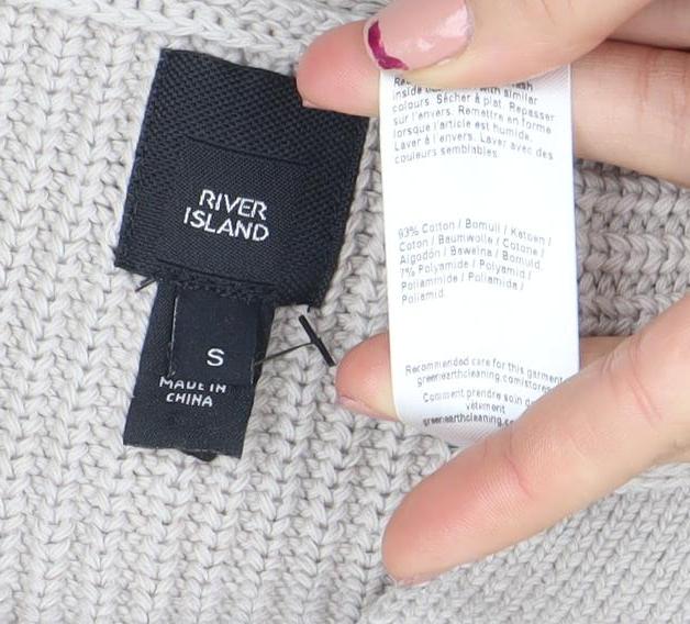 River Island Men's Beige Cotton Knit Cardigan Jumper Size S