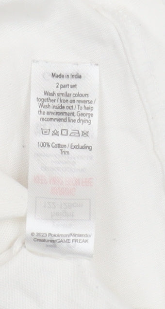 George Boys White Pokémon Graphic T-Shirt 7-8 Years Short Sleeve Cotton