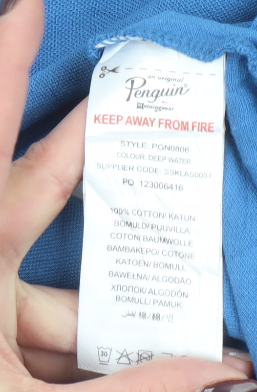 Original Penguin Boys Blue Polo Shirt 12-13 Years Cotton Short Sleeve