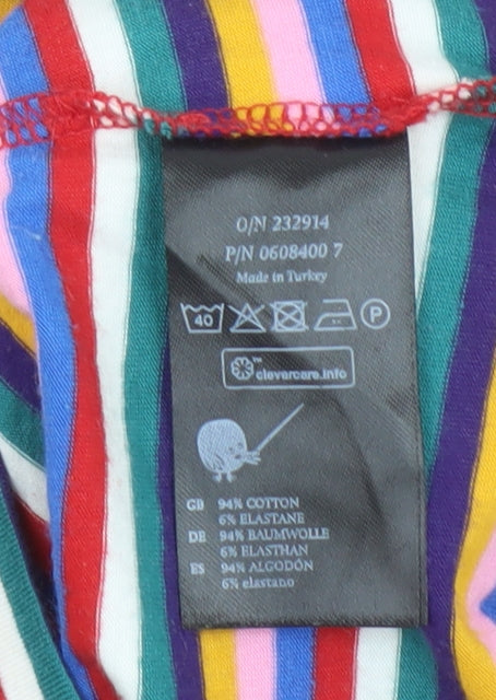 Monki Women's Multicoloured Striped Roll Neck Long Sleeve Top S