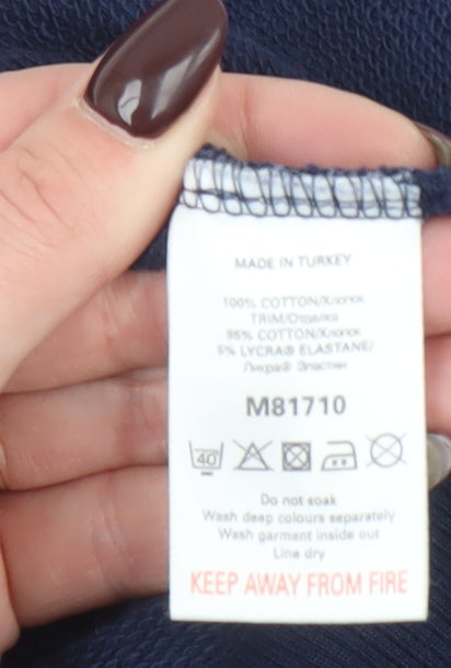 Next Women Navy Blue Full Zip Sweatshirt UK 14 Cotton EST 82