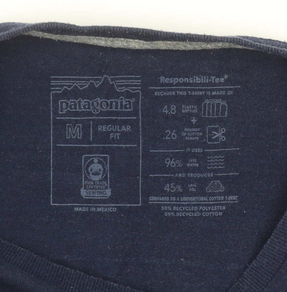 Patagonia Men's Blue Regular Fit Graphic Pocket T-Shirt Size M