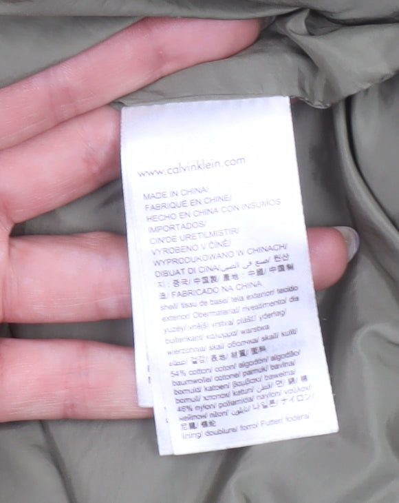 Calvin Klein Jeans Womens Green Hooded Parka Coat Size S