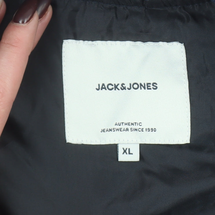 Jack & Jones Men's Blue Bomber Jacket XL Polyester Zip Classic Style