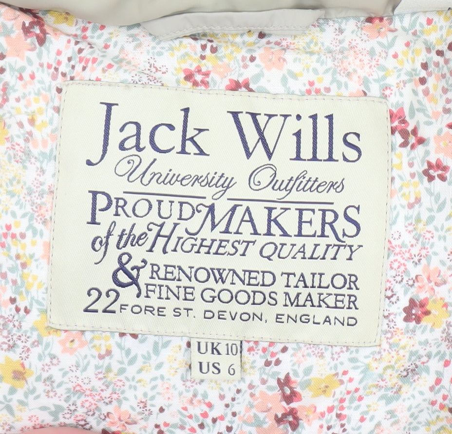 Jack Wills Womens Beige Puffer Gilet Size 10 Sleeveless Waistcoat