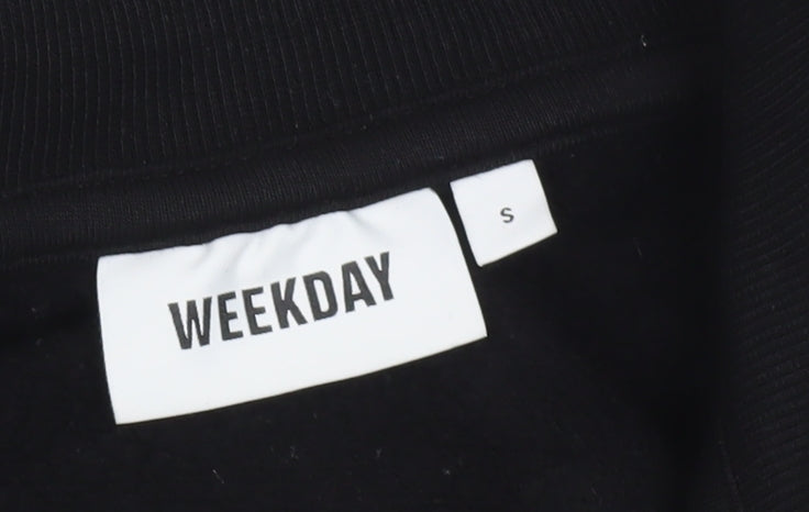 Weekday Men’s Black 1/2 Zip High Neck Fleece Sweatshirt Size S