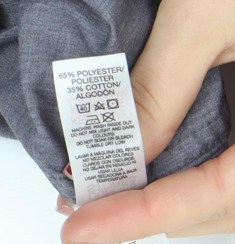 DUNNES STORES Boys Grey Button-Up Long Sleeve Shirt 13-14 Years Classic Fit