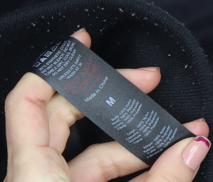 boohooMAN Men's Black Hooded Bomber Jacket Size M