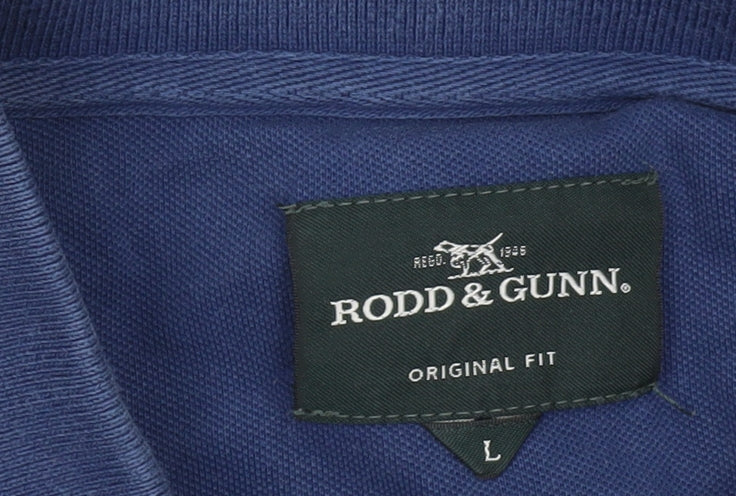 Rodd & Gunn Men's Blue Cotton Polo Shirt L Regular Fit