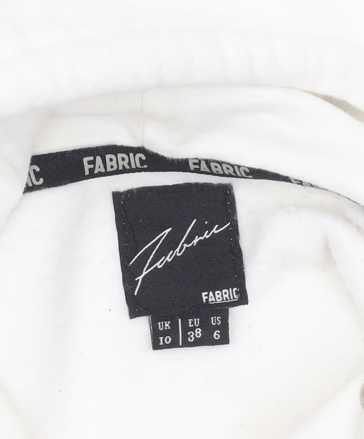 Fabric Women White Pullover Hoodie UK 10 Cotton Blend