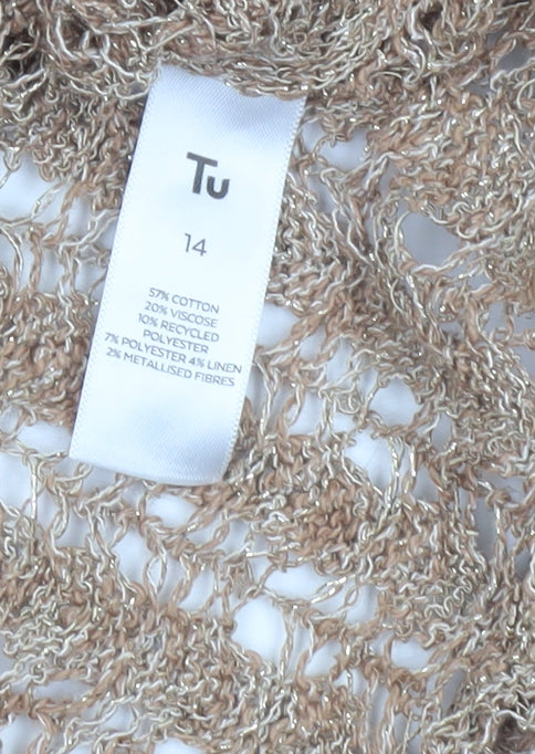 Tu Women’s Beige Open Knit Pullover Jumper Size 14