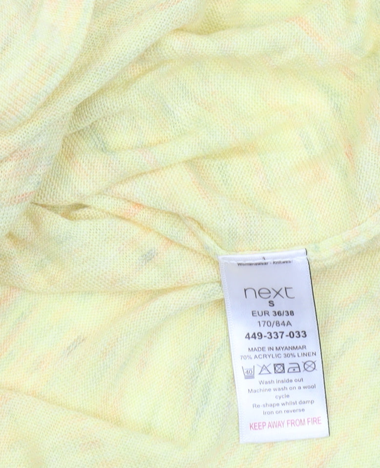 Next Women Yellow Knit Linen Blend Short Sleeve T-Shirt Size 8