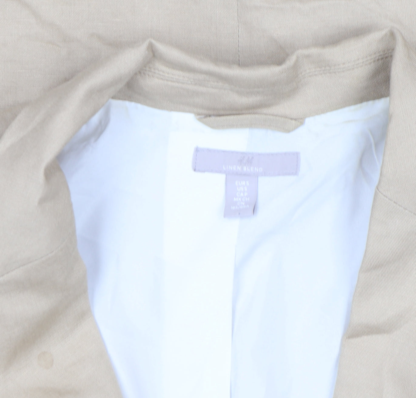 H&M Women’s Beige Linen Blend Blazer Jacket Size S Regular Fit