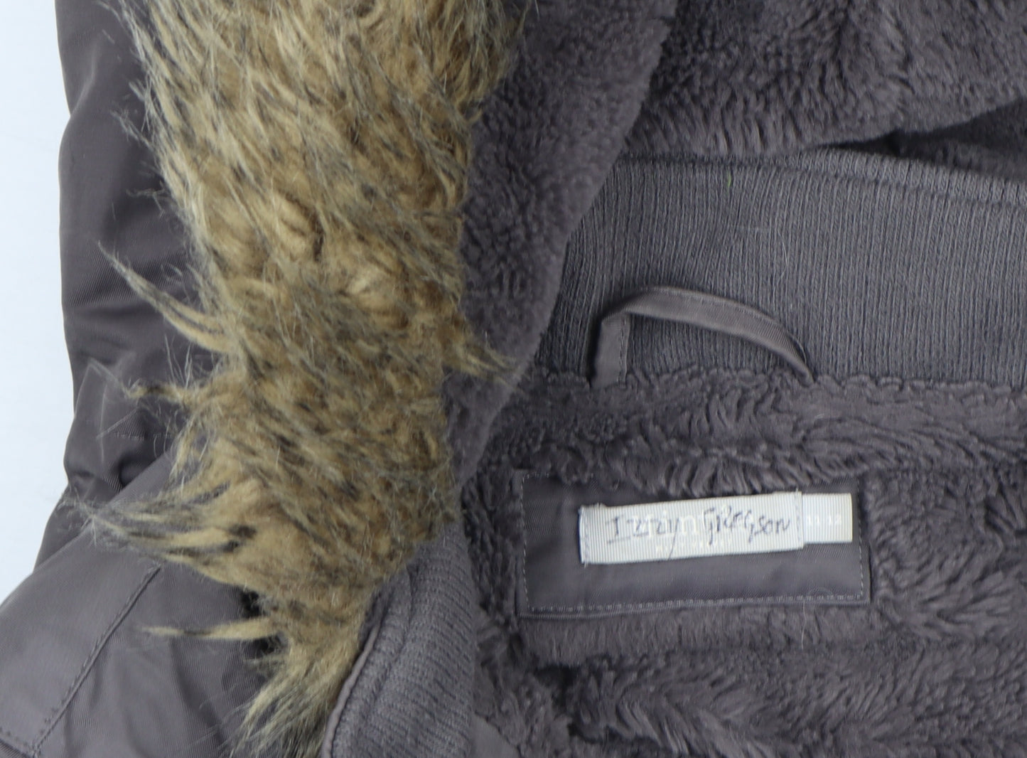 Mint Velvet Girls Grey Faux Fur Hooded Parka Coat 11-12 Years Winter Zip Jacket