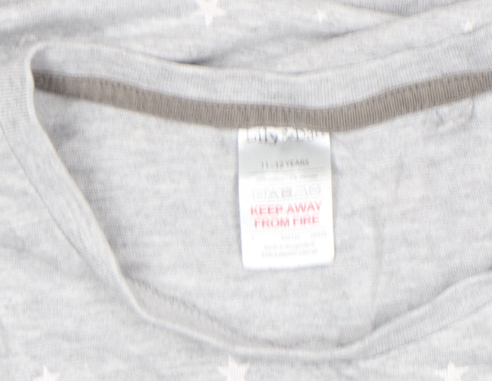 Lily & Dan Girls Grey Star Print Little Boss T-Shirt 11-12 Years