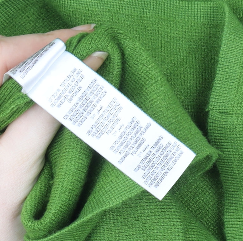 Marks and Spencer Women Green Full Zip Wool Blend Cardigan L