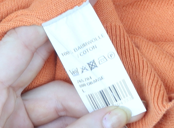 Maddison Women’s Orange V-Neck Pullover Sweater L 100% Cotton