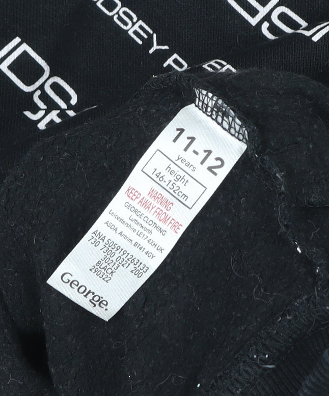 George Boys Black TEAM PUDSEY Pullover Hoodie 11-12 Years Graphic Print