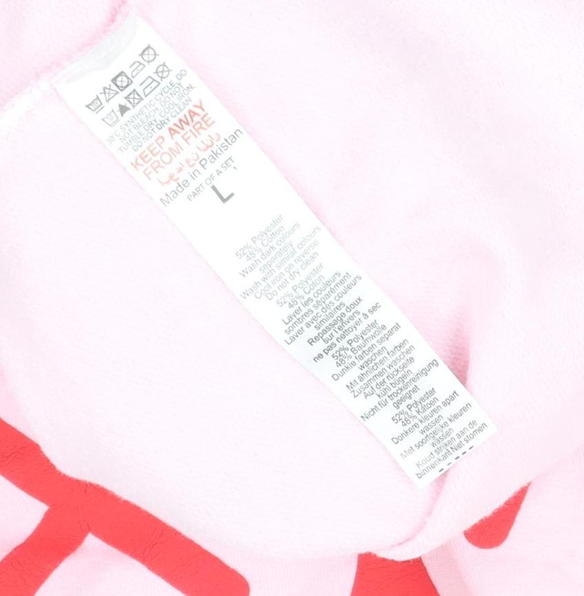 boohooMAN Pink Heart Graphic Pullover Hoodie L Unisex Adults