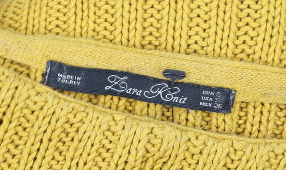 Zara Knit Women’s Yellow Cable Pullover Jumper Size S