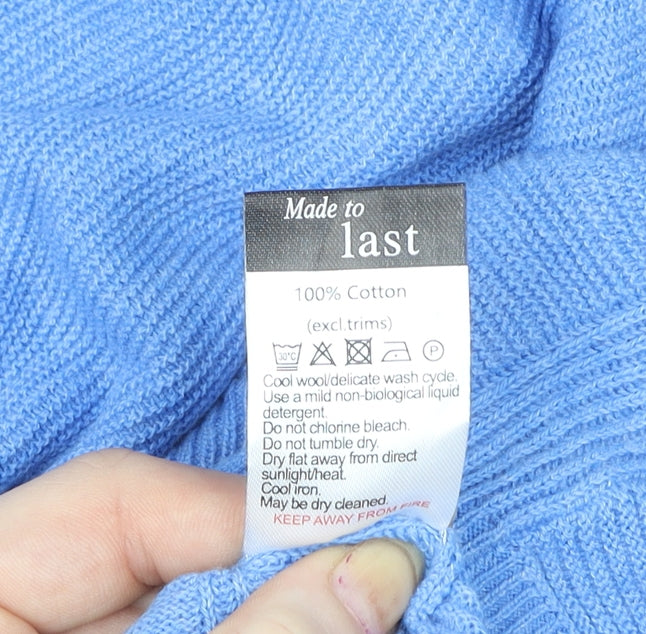 Bella di Notte Womens Blue Cotton Crew Neck Pullover Size 12