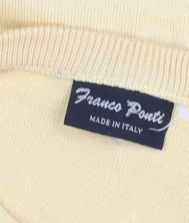 Franco Ponti Women Yellow Crew Neck Pullover Jumper Made in Italy Size M