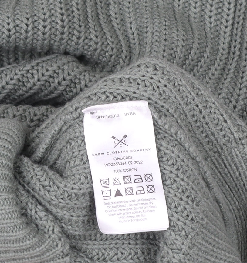 Crew Clothing Company Men's Green 1/4 Zip Cotton Knit Sweatshirt L