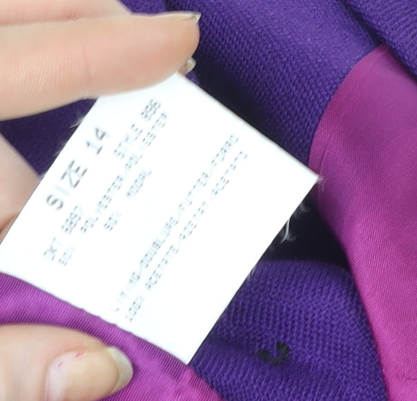 Windsmoor Women's Purple Wool Single-Breasted Short Sleeve Blazer UK 14