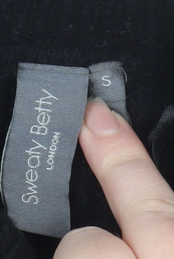 Sweaty Betty Womens Black Small Ribbed Zip Hem Mock Neck Pullover Sweatshirt