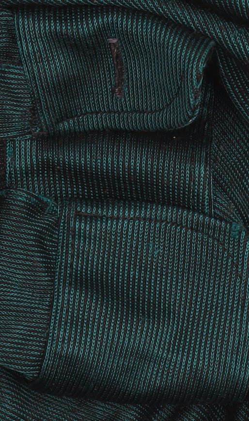 Nogaret Paris Men's Green Ribbed Long Sleeve High Neck Top Size M