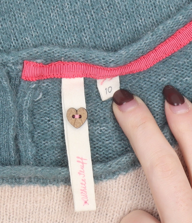 White Stuff Women’s Green Beige Mohair Blend Button Cardigan Size 10