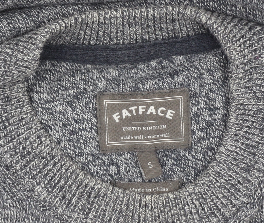 FatFace Men’s Grey Cotton Cashmere Crew Neck Pullover Jumper S