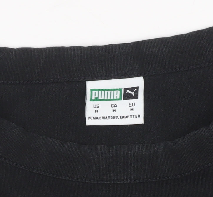 Puma Women’s Black Cropped Tank Top Medium Cotton Blend Sportswear