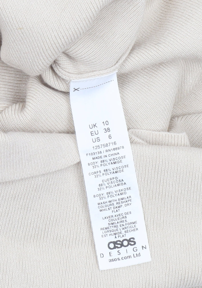 ASOS DESIGN Women’s Beige Midi Bodycon Sleeveless Knit Dress Size 10