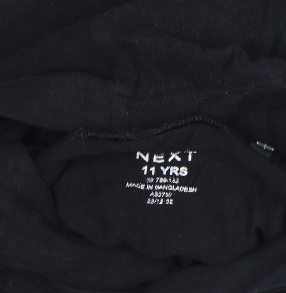 Next Boys Black Pullover Hoodie 11 Years Graphic Sports Design