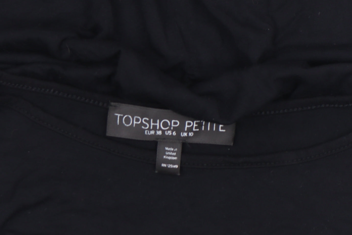 Topshop Petite Black Cotton Bodycon Midi Dress Size 10