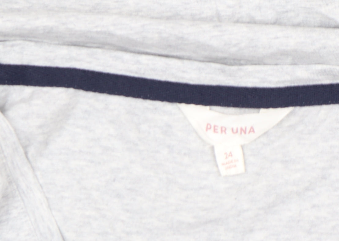 Marks and Spencer Per Una Women’s Grey Marl Cotton V-Neck T-Shirt Size 24