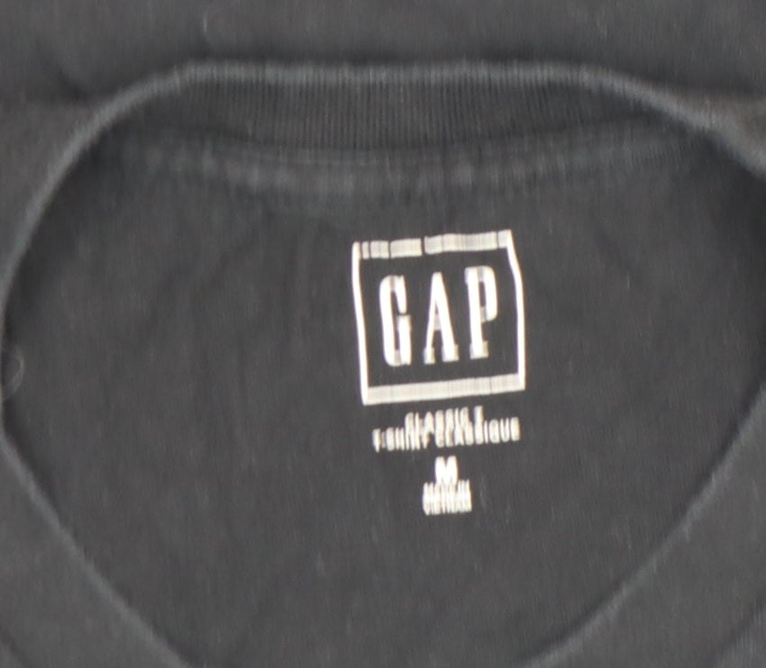GAP Men's Black Crew Neck Cotton Short Sleeve T-Shirt Medium