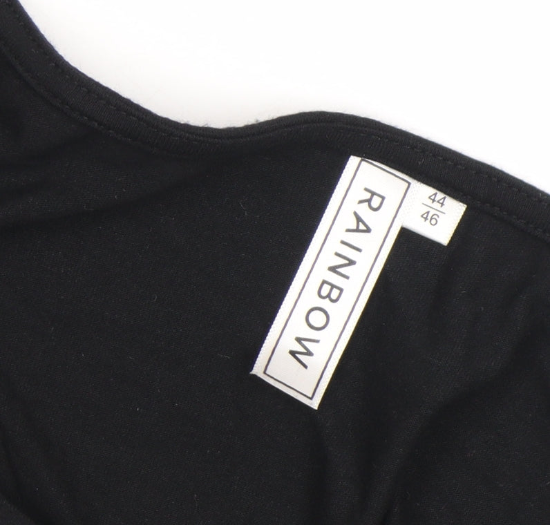 Rainbow Womens Black Cotton Scoop Neck Sleeveless Tank Top Size 16