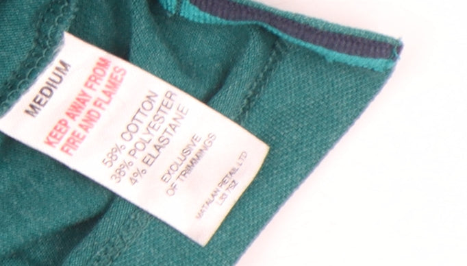 EASY Men's Green Short Sleeve Polo Shirt M Cotton Blend Classic Fit