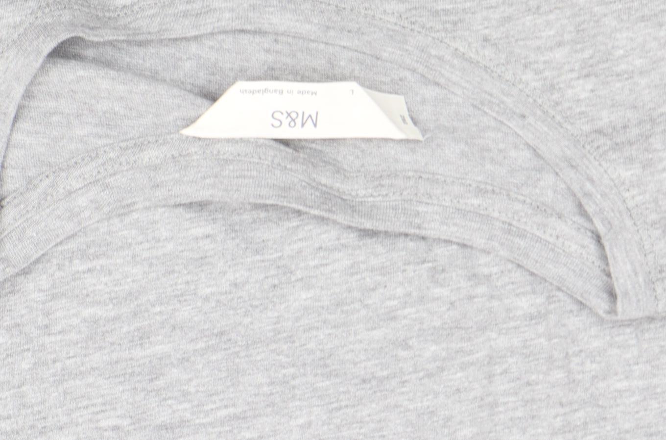 Marks and Spencer Women Grey Cotton Short Sleeve Basic T-Shirt L