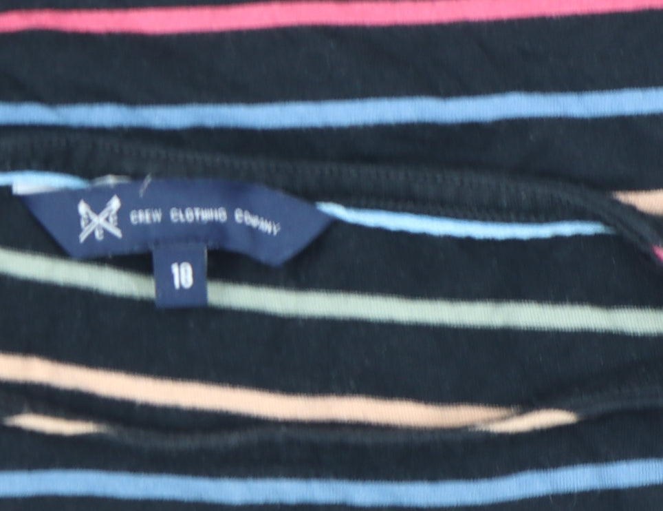 Crew Clothing Company Women's Multicoloured Stripe 3/4 Sleeve Cotton T-Shirt Size 16