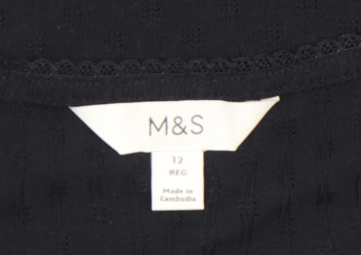 Marks and Spencer Women’s Black Short Sleeve Jersey T-Shirt Size 12