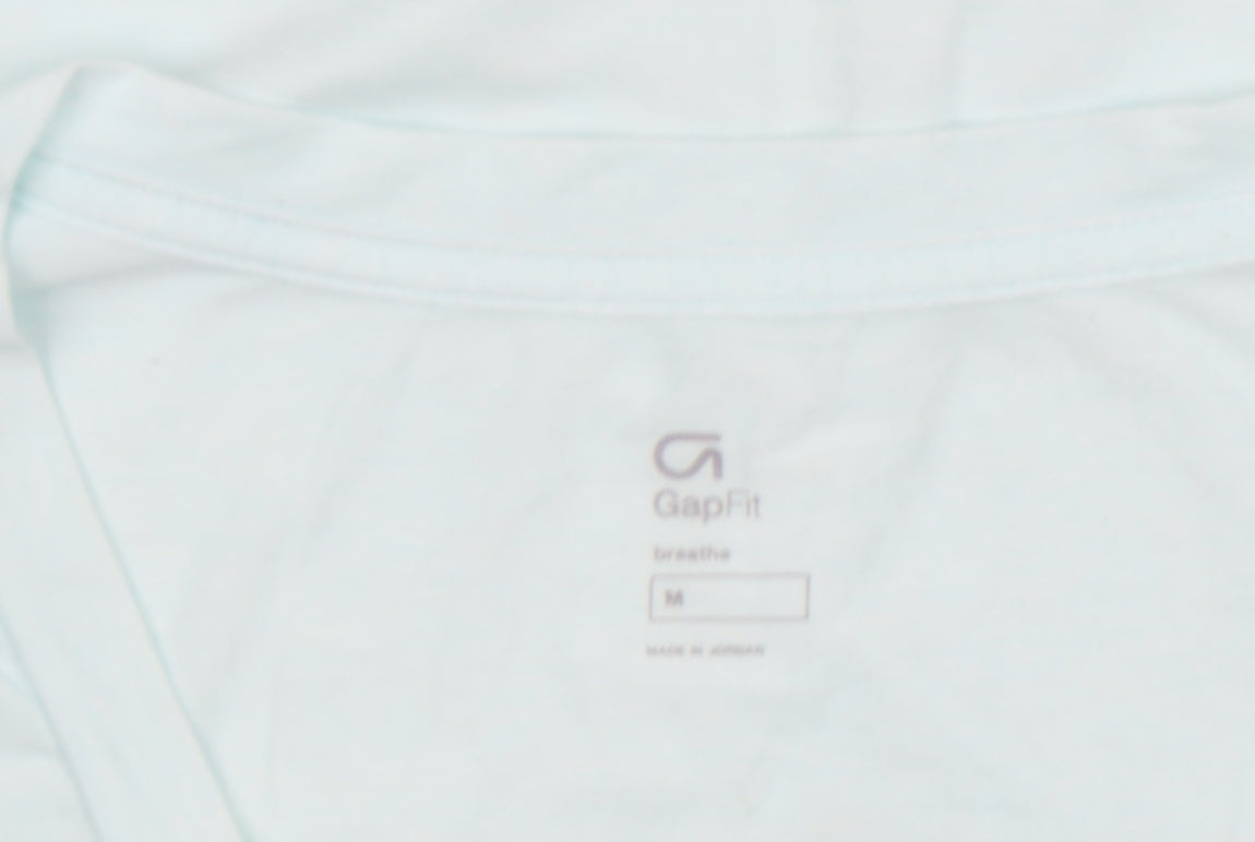 GapFit Women Blue V-Neck Short Sleeve Basic T-Shirt M Regular