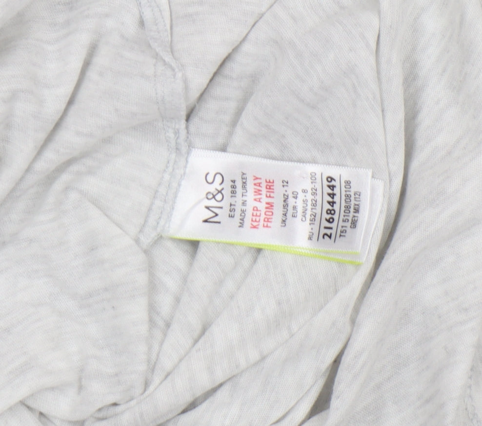 Marks and Spencer Women’s Grey T-Shirt Size 12 Short Sleeve Cotton