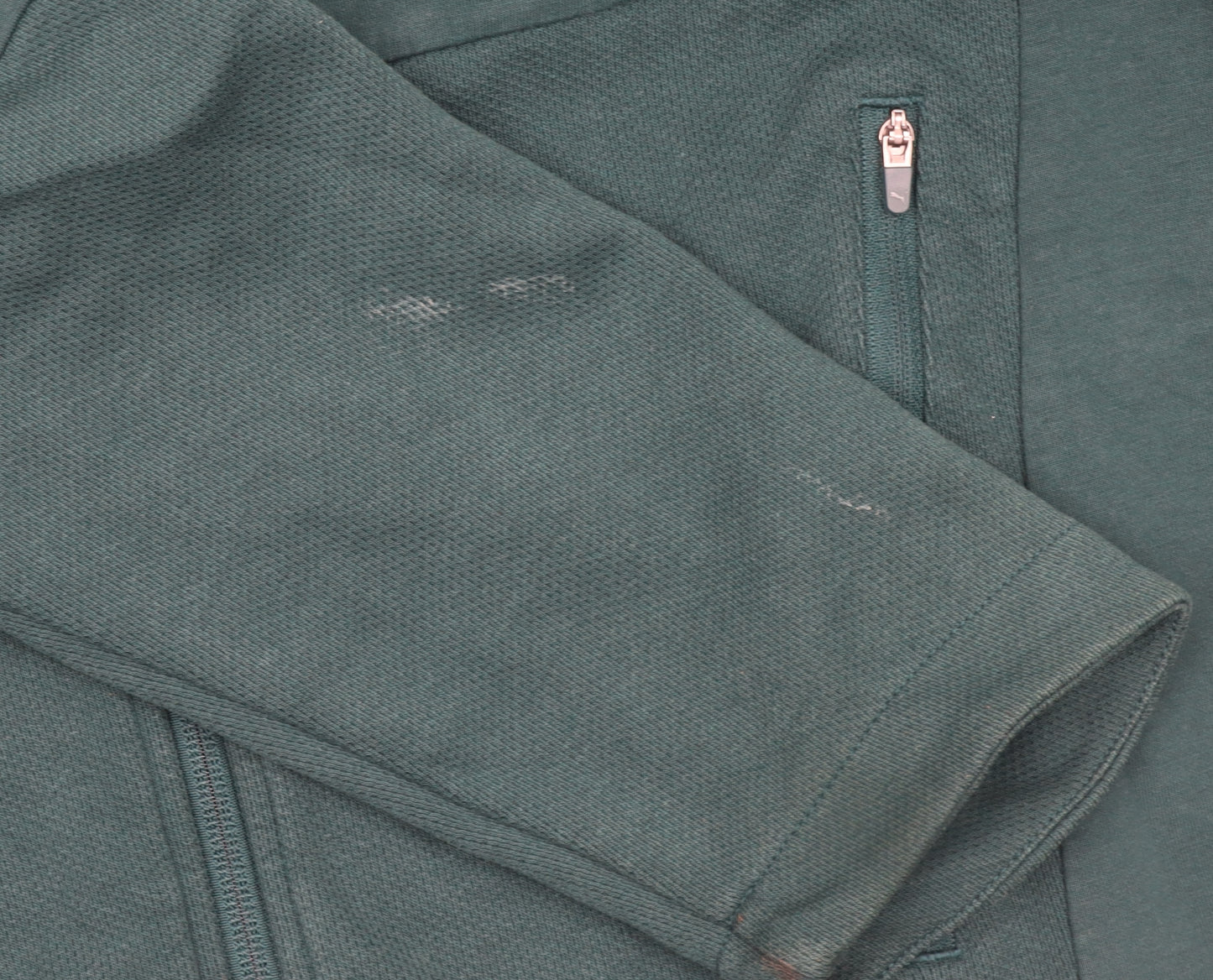 Puma Men's Green Full Zip Hoodie Size L Breathable Sportswear